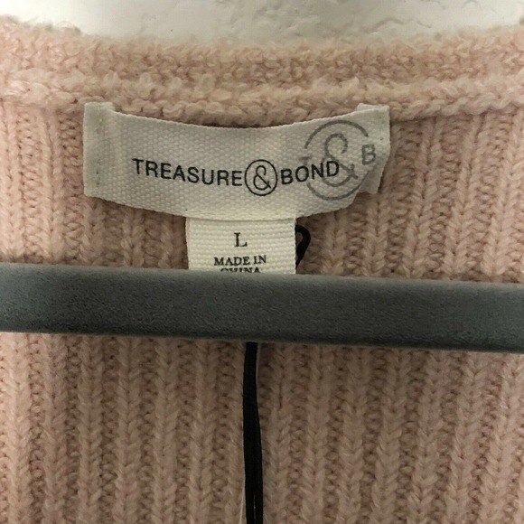 Treasure & Bond Small V-Neck Rib Pullover Wool Blend Sweater Blush Pink … - Picture 5 of 5